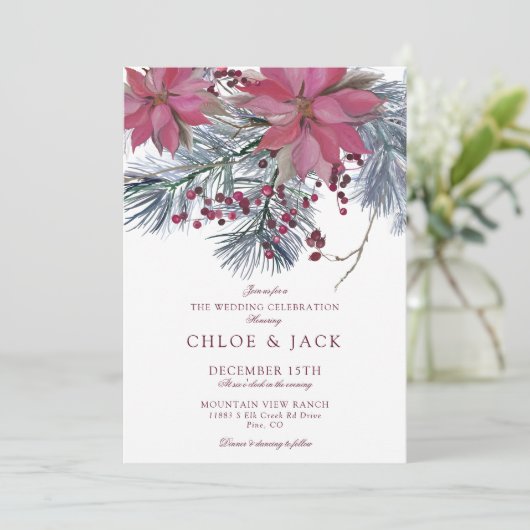Invitation Elegant Winter Greenery Wedding (Debout devant)
