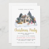 Invitation Elegant Winter Nostalgic Vintage Christmas Party (Devant / Derrière)