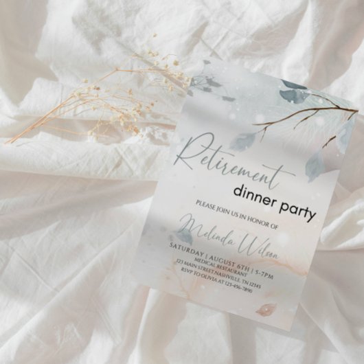 Invitation Elegant Winter Snowfall Retirement Party