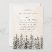 Invitation Elegant Winter Snowy Pine Tree Landscape Wedding (Devant)
