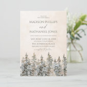 Invitation Elegant Winter Snowy Pine Tree Landscape Wedding (Debout devant)