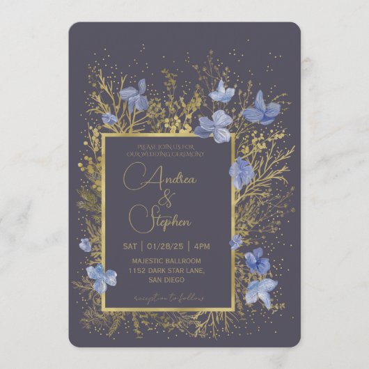 Invitation Elegant Wintry Foliage Winter Wedding (Devant)