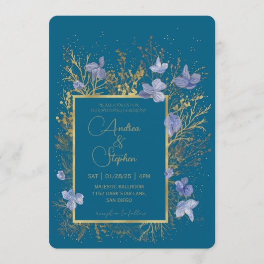 Invitation Elegant Wintry Foliage Winter Wedding (Devant)
