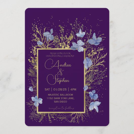 Invitation Elegant Wintry Foliage Winter Wedding (Devant)