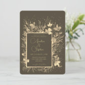 Invitation Elegant Wintry Foliage Winter Wedding (Debout devant)