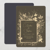 Invitation Elegant Wintry Foliage Winter Wedding (Devant / Derrière)