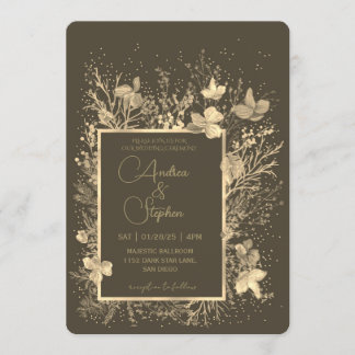 Invitation Elegant Wintry Foliage Winter Wedding