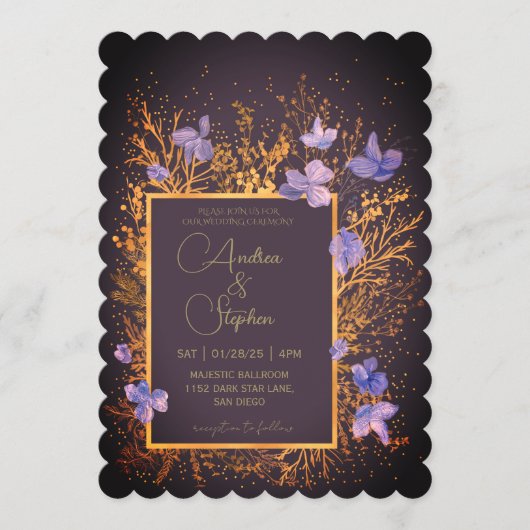 Invitation Elegant Wintry Foliage Winter Wedding (Devant)