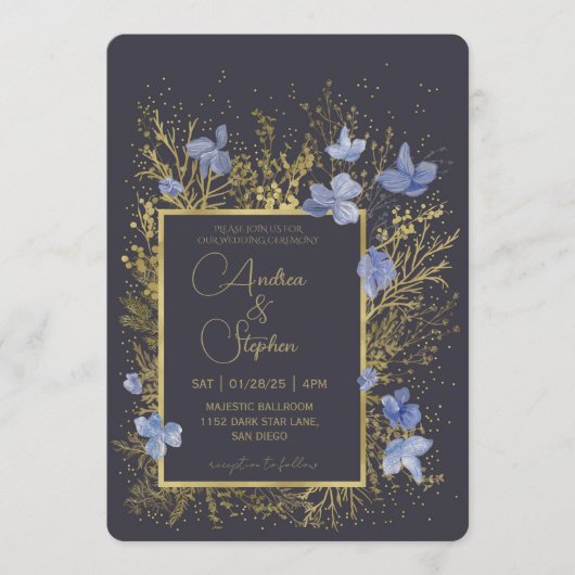 Invitation Elegant Wintry Foliage Winter Wedding (Devant)
