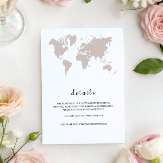 Invitation ELEGANT World Map Wedding details
