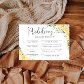 Invitation Elegant Yellow Baby Shower Predictions Card