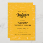 Invitation Elegant Yellow Hand-Lettering Math Graduation (Devant / Derrière)