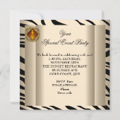 Invitation Elégant Zebra Caramel Amber Black Gold Anniversair (Dos)