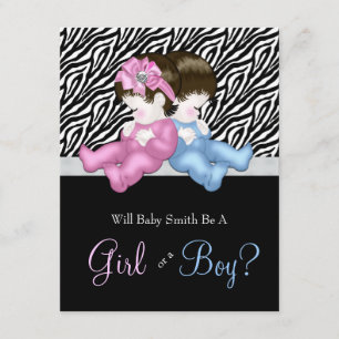 Invitation Elégant Zebra Genre Reveal Douche