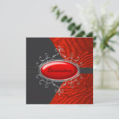 Invitation Elégant Zèbre Noir et Rouge Quinceanera (Debout devant)