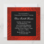 Invitation Elégant Zèbre Noir et Rouge Quinceanera (Dos)