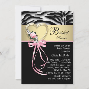 Invitation Élégant Zèbre Rose Baby Shower de Mariée
