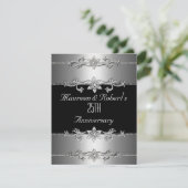 Invitation élégante 25e anniversaire Noir Argent 3 (Debout devant)