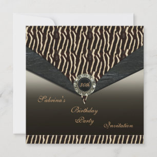 Invitation Élégante 30 ans Métal Noir Bijou Animal
