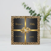 Invitation Élégante 30e Anniversaire Léopard Or (Debout devant)