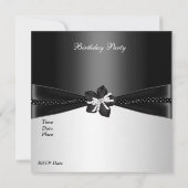 Invitation Elégante 30e fête d'anniversaire Noir Blanc Polka (Dos)