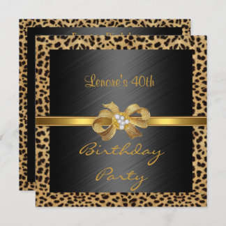 Invitation Élégante 40e anniversaire Leopard Gold