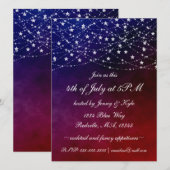 Invitation Élégante 4 juillet Twinkle Lights Stars Party (Devant / Derrière)