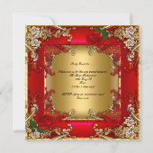 Invitation Élégante 50e Anniversaire Soirée Gold Rose rouge (Dos)