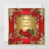 Invitation Élégante 50e Anniversaire Soirée Gold Rose rouge (Devant)