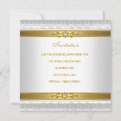 Invitation Élégante 50e fête d'anniversaire Bijou d'or blanc (Dos)