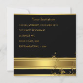 Invitation Élégante 50e fête d'anniversaire Black Gold Floral (Dos)