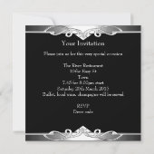 Invitation Élégante 50e fête d'anniversaire Black Silver 50 (Dos)