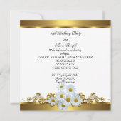 Invitation Élégante 50e fête d'anniversaire Blanc Daisy Or (Dos)