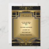 Invitation Elégante 50e fête d'anniversaire Gold Black Art Dé (Dos)