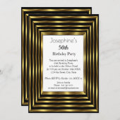 Invitation Élégante 50e fête d'anniversaire Gold Black White (Devant / Derrière)