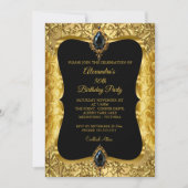Invitation Élégante 50e fête d'anniversaire Gold Floral Gold (Devant)