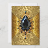 Invitation Élégante 50e fête d'anniversaire Gold Floral Gold (Dos)