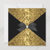 Invitation Élégante 50e fête d'anniversaire Gold Noir doré (Dos)