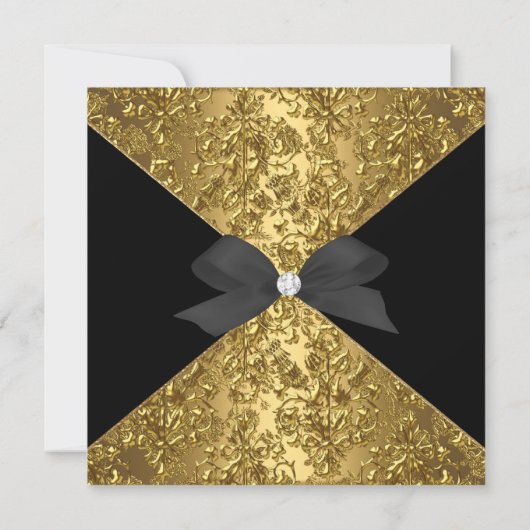 Invitation Élégante 50e fête d'anniversaire Gold Noir doré (Dos)