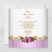 Invitation Élégante 50e fête d'anniversaire Gold Rose Roses (Dos)