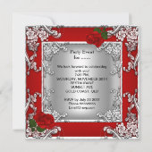 Invitation Élégante 50e fête d'anniversaire Red Rose Silver (Dos)