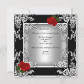 Invitation Élégante 50e fête d'anniversaire Red Rose Silver (Dos)