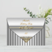 Invitation Élégante 50e fête d'anniversaire Silver Gold Diamo (Debout devant)