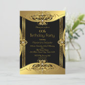 Invitation Élégante 60e anniversaire de la fête Photo Gold Bl (Debout devant)