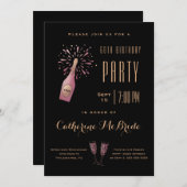 Invitation Élégante 60e fête d'anniversaire Champagne d'or no (Devant / Derrière)