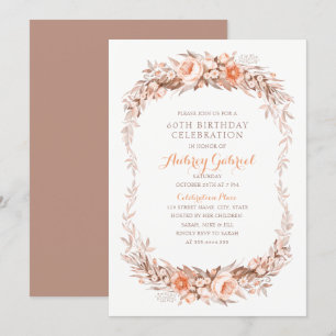 Invitation Élégante 60e fête d'anniversaire Floral Automne