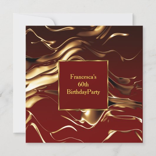 Invitation Élégante 60e fête d'anniversaire Gold Burgundy (Dos)