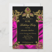 Invitation Élégante 60e fête d'anniversaire Soie Rich Rose Or (Devant)