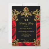 Invitation Élégante 60e fête d'anniversaire Soie Ruby Rouge O (Devant)