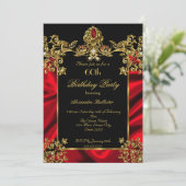 Invitation Élégante 60e fête d'anniversaire Soie Ruby Rouge O (Debout devant)